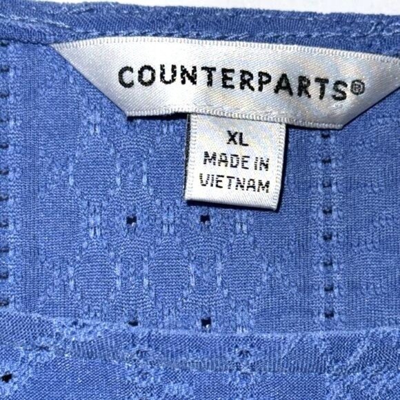 Counterparts Blue Short Sleeve Textured Knit Top XL 95% Polyester 5% Spandex Wom - Picture 2 of 7